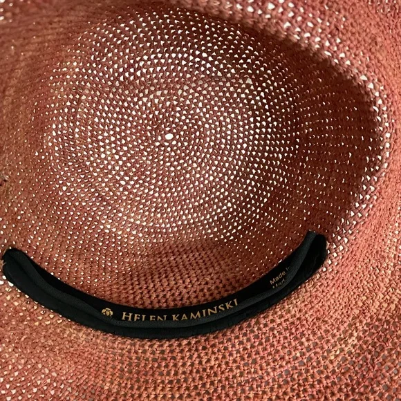 Helen Kamiinski Fine Quality Rafia Wide Brim Hat Dusty Rose/Coral NWT New! - Picture 6 of 7